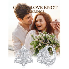 WINNICACA Celtic Love Knot Earrings 925 Sterling Silver Celtic Leverback Earrings Huggie Hoop Earrings Irish Gifts for Women Her Wife Christmas Birthday Gift