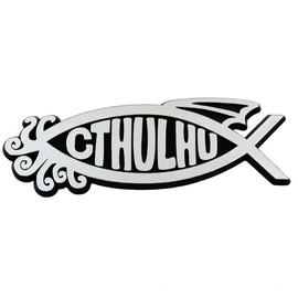 Cthulhu Fish - Emblema de plástico para coche, color plateado
