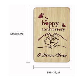 VANSUN Wooden Made 9th Wedding Anniversary Card for Husband and Wife, Wedding Anniversary Cards, Gifts for Husband and Wife (9th Anniversary)