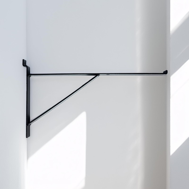 12" Black Heavy Duty Slatwall Shelf Bracket with Support &
