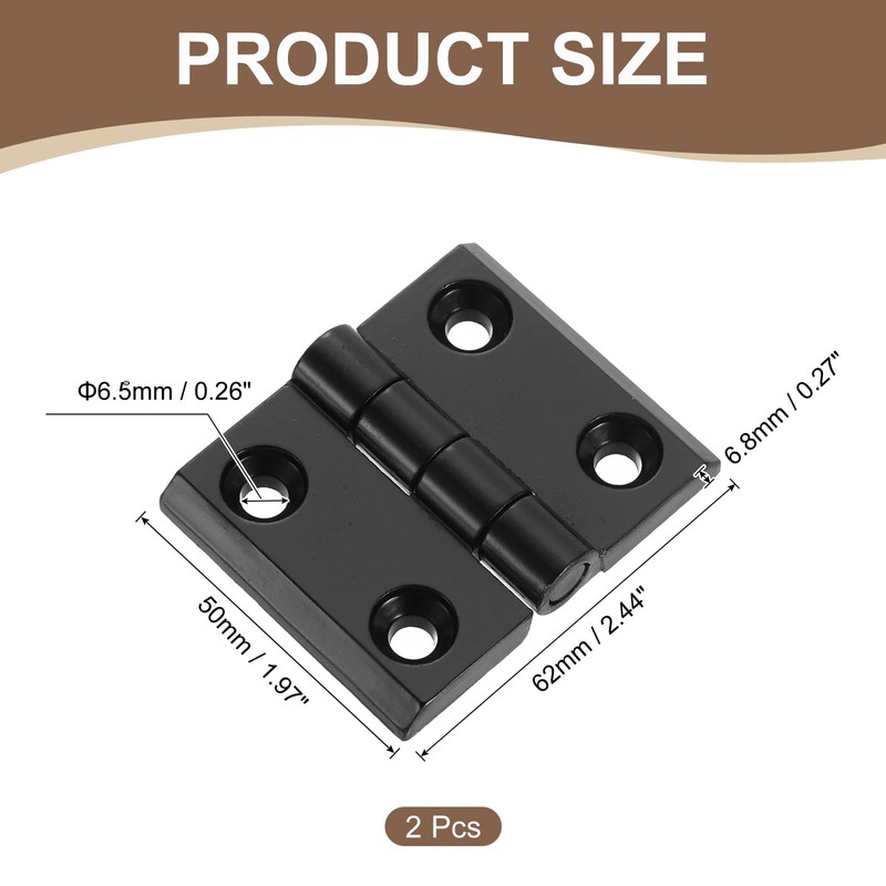 uxcell 2Pcs Adjustable 180 Degree Hinges, 50mmx62mm Zinc Alloy Locking
