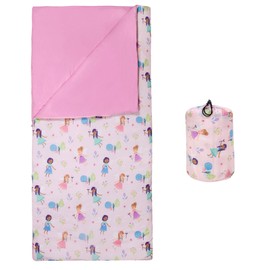 Wildkin Kids Sleeping Bag – Roll-Up Design with Storage Bag for School, Travel & Camping - Fairy Garden