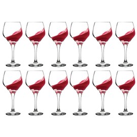 Vikko Red Wine Glasses, Set of 12 Wine Glasses, Large 15.25 Ounce Capacity, Thick and Durable Stemmed Wine Glasses, Merlot, Bordeaux, Chardonnay Gifts, Dishwasher Safe, Wine Glasses