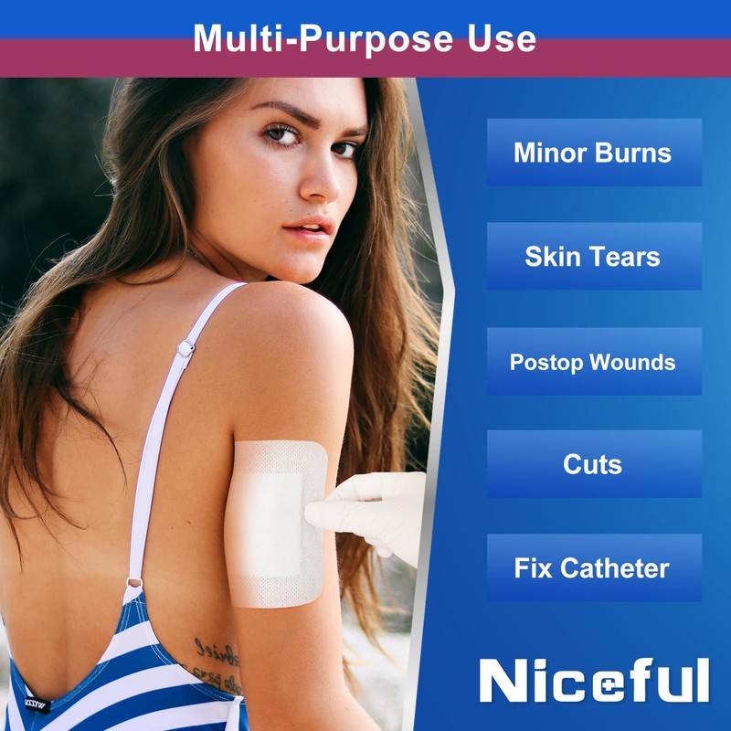 Niceful 50 Count Adhesive Gauze Island Dressing 4" x 4",