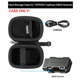 RAIACE Hard Travel Storage Case Compatible with TOPDON TopScan OBD2 Scanner, with Mesh Pocket for Cables and Accessories. (for Sale is Case only) - Black(Black Lining)