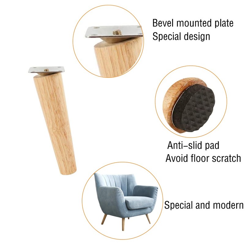 TAIANJI 4Psc Wooden Furniture Leg 12 cm Wooden Table Leg