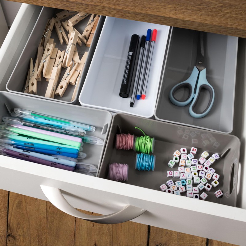 12 x Organiser Boxes, 6 cm High, Silver Green, 20