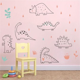 WOHAHA Wall Sticker, Cute, Animal, Dinosaur, Stylish, Wallpaper, Children, Room, Bedroom, Wall Paper, Kindergarten, Nursery, Removable, Waterproof, Wall Sticker, Home Decoration for Living Room, Wall