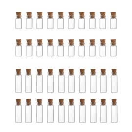 Hufopik 40 Pcs Small Glass Jars with Cork Stoppers, Mini Potion Bottles（20 pcs of 1 ml and 20 pcs of 2 ml）