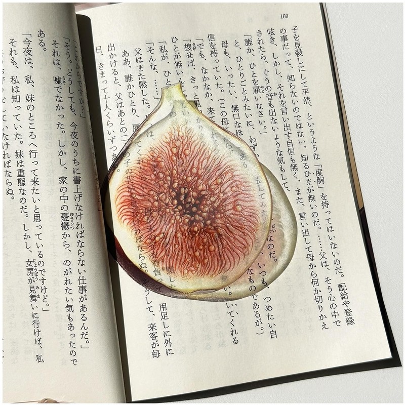 アクリル製 フルーツしおり 透明&可愛い 果物モチーフ ブックマーク 本・読書・手帳に おしゃれなギフト 卒業・誕生日・就職・母の日・父の日・記念品・ノベルティに人気 (スイカ/バナナ/半分のりんご/イチジク