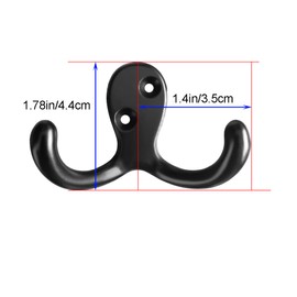 MsBong Coat Hooks Hardware, 10Pcs Wall Hooks Heavy Duty Hooks for Hanging Coats No Rust Double Robe Hook Wall Mounted for Key Towel Bags Cup Hat (Black)