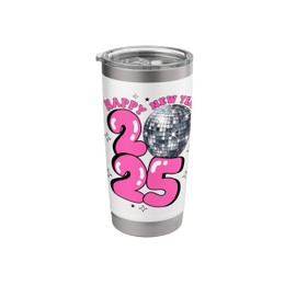 New Year 2025 Disco Ball Party NYE New Year Eve Retro Pink Stainless Steel Insulated Tumbler