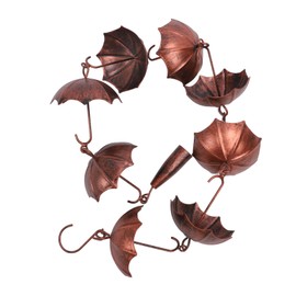 Umbrella Rain Chain Set, 3.28ft Copper Plated Rain Chain for Gutters with Adapter, Umbrella Rain Chain Cups to Replace Gutter Downspout, Divert Water and Home Display, 8 Cups