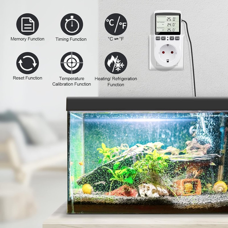 Diymore 2900W Plug in Thermostat Temperature Controller Electric Digital Thermostat