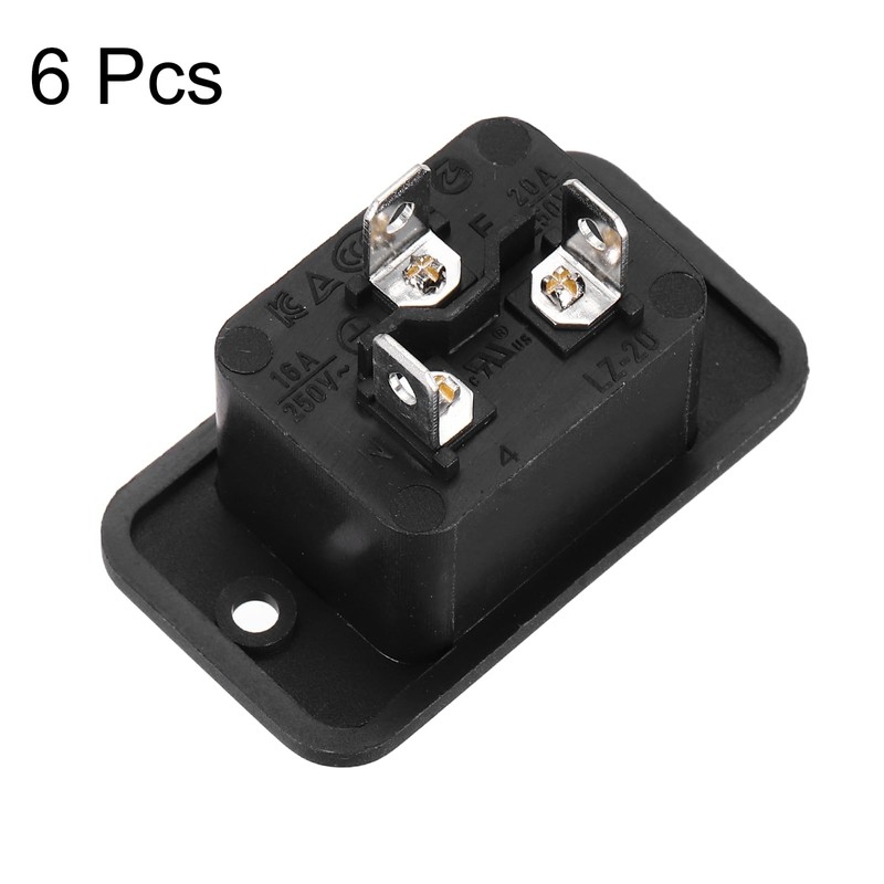 uxcell C20 Panel Mount Plug Adapter AC 250V 16A 3
