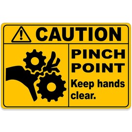 Yellow Caution Pinch Point Keep Hands Clear Sticker (vehicle safety truck tractor semi rv dump vinyl decal (3 x 4.5 inch)