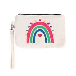 UEIOAVL Cosmetic Bags, 1 Stück Kosmetiktasche aus Segeltuch Make-up-Tasche Kulturbeutel Federmäppchen Schminktasche Clutch Geschenk zum Lehrertag für Frauen und Mädchen (Off-White)