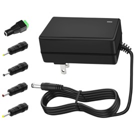 24V 1.5A 1000mA Wall Power Supply 100~240V AC to DC Converter with 5 Tips 24 Volt 1.5Amp 1A Transformer Switching Power Adapter for LED Strip Light, Massage Gun, Humidifier