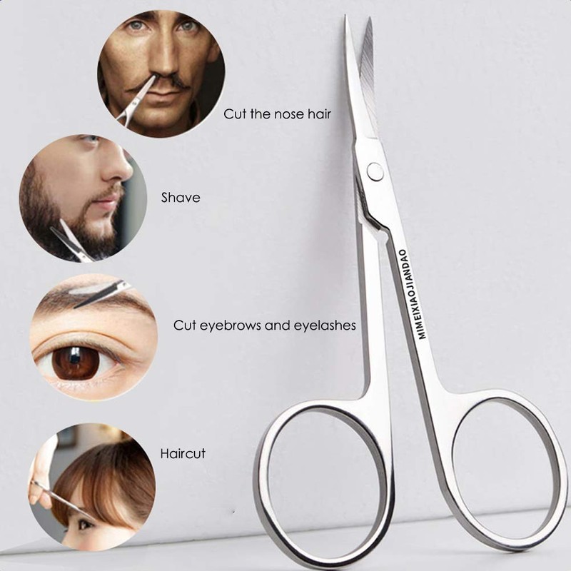Eyebrow Scissors and Three Eyebrow Brushs,Nose Beard Trimming Scissors Eyelash