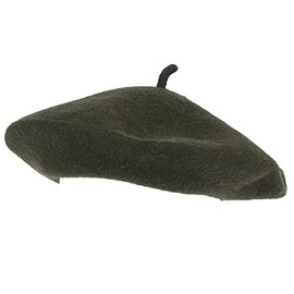 ZAKIRA Plain Wool Beret Hat for Men and Women, olive green