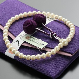 念珠 Dot Quartz Mala Women's About/6.5 Oyster Pearl 梵天 Tassels (紫紺) Fighters 念珠 念誦 略式, Mother, Funeral Cremation 法要 2000200100270 Mala Bag Gift.