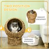 PawHut Handwoven Elevated Cat Bed with Soft Cushion & Egg