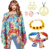 NUUOTP Hippie Costume Women's Set with Poncho, Headbands, Accessories for