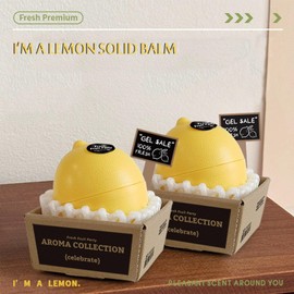 Grospe Solid Balm Solid Perfume, 3D Strawberry Lemon Pear Apple Shaped Aromatherapy, Portable Pocket Balm Perfume, Perfect for Travel Use Natural Fragrance Parfum for Men and Women (4.2 Oz, Lemon)