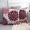 Cushion Covers Red and Grey Cushion Cover 40 x 40 cm Dahlia Autumn Cushion Cover Abstract Flowers Pattern Sofa Cushion Decorative Cushion Set of 2 Outdoor Cushion Covers for Living Room Bedroom Sofa