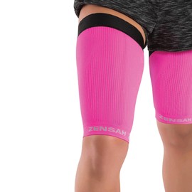 Zensah Thigh Compression Sleeve – Hamstring Support, Quad Wrap for Men and Women - Great for Running, Sports, Groin Pulls (Large, Neon Pink (2 Sleeves))
