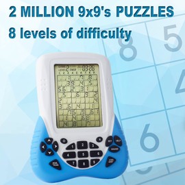 ZHISHAN Sudoku Electronic Brain Games Console for Kids Aldults Elderly with Two Million 9×9's Puzzles from Easy to Hard 3.5 Inches Eye Protection Screen (Blue)