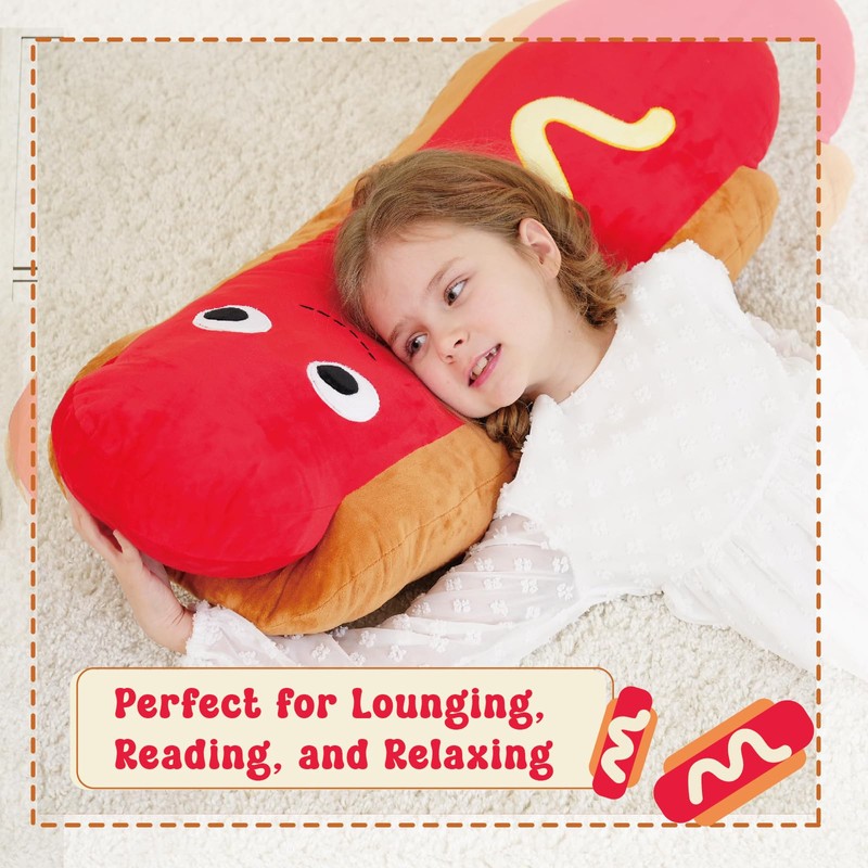 Zctghvy Hot Dog Stuffed Animal – Realistic 35-inch Plush Toy