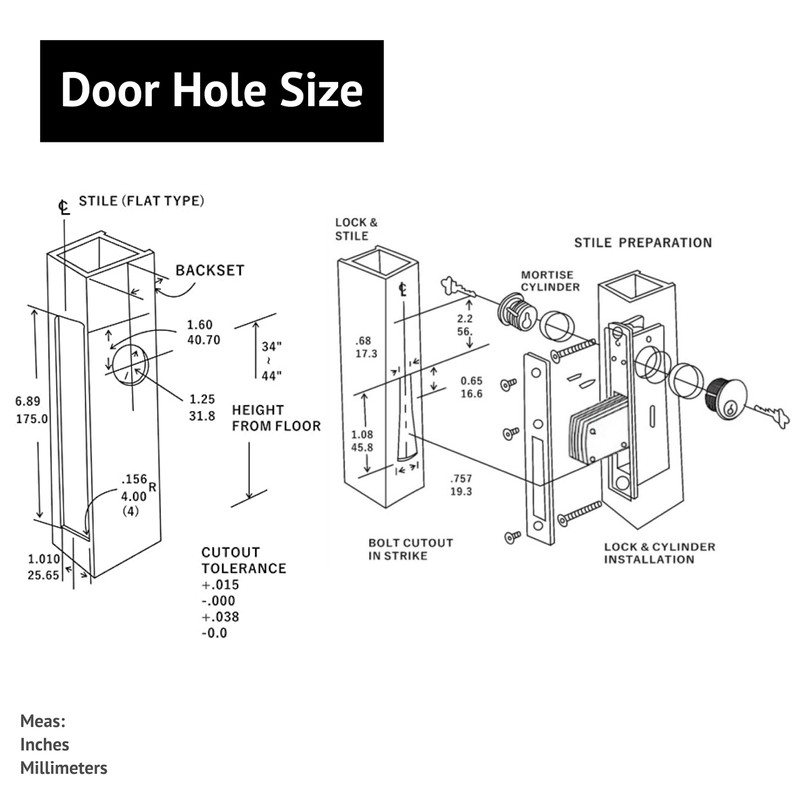 elox Storefront Swinging Narrow Stile Aluminum Door Mortise Deadbolt Lock,