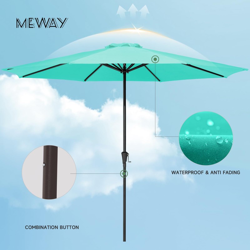 MEWAY 11ft Patio Umbrella Market Table Umbrella with Crank and