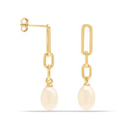 LeCalla 925 Sterling Silver Oval Pearl Drop Earrings for Women