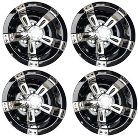 Golf Cart 8" Wheel Covers Hub Caps W/Chrome Spokes for EZGO Cub Car Yamaha Golf Cart Package(Set of 4pcs