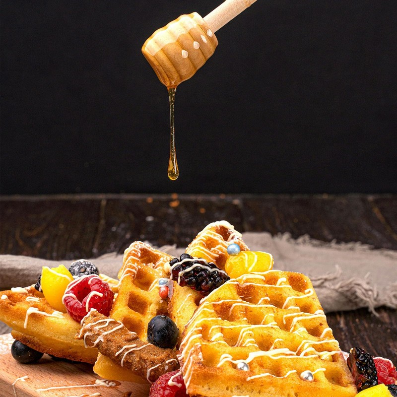 Ucheom Wooden Honey Dipper Sticks, 3Pcs Mini Honey Spoon for