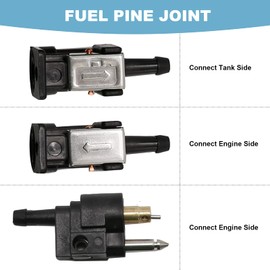 Vkinman 6mm Female Male 1/4" Motor Fuel Tank Hose Pipe Joint Comp Fittings 6Y1-24305-06 / 6G1-24304-10 Replacement for Yamaha Outboard Marine Engine Fuel Line Connector Fittings, 3pcs