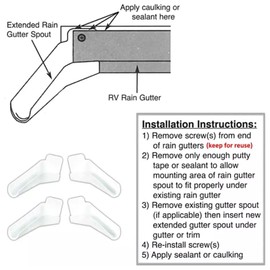 BOROCO 4pcs RV Gutter Spouts Left and Right Side RV Rain Gutter Extender Roof Rail Gutter Spout Guard