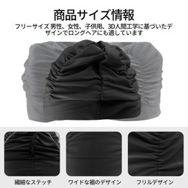 Swimming Hat Pool Hat Swimming Cap Women Adult Fashion Breathable Pleated Swimming Cap Fluffy Long Hair Stretch Solid Color Neutral Adult Swimming Cap (Navy Blue)