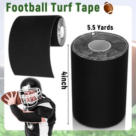 Jenaai 2 Roll Football Turf Tape Extra Wide Athletic Waterproof Ultra Sticky Sport Turf Tape Bandage for Arm Football Kinetic Athletic Sport Protects from Burn(Black)