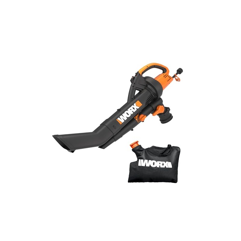 WORX WG505 Trivac 12 Amp 3-in-1 Electric Leaf Blower/Leaf Vacuum/Mulcher,