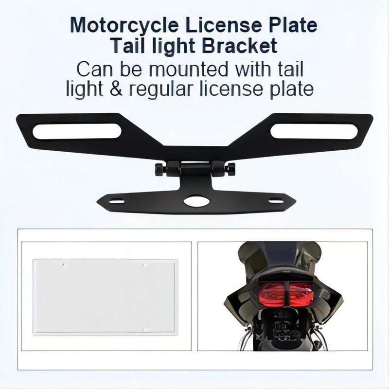 Adjustable Motorcycle License Plate Mount Holder Bracket- Universal Fold License