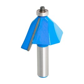 Aopin 45 Degree Chamfer Edge Molding Router Bit 1/2" Shank Upper Bearing Beveled Edge Shape Router Bit Cutter Woodworking Tool Blue Silver 1 Piece