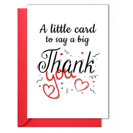 Thank You Card with Red Envelope – Simple Appreciation & Gratitude Greeting Card – Folded 5"x7" Premium Cardstock – For Him, Her, Teacher, Boss, Doctor, Mom, Dad, Coworker, Bridesmaid, Groomsman