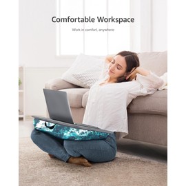 Lap Desk - Washable Cushion – Fits up to 17-Inch Laptops – Portable Laptop Desk & Stand – Bed desks & Tray for Writing, Reading, Working, Gaming on Bed, Couch, Floor –Istudyniture - Large, Waves