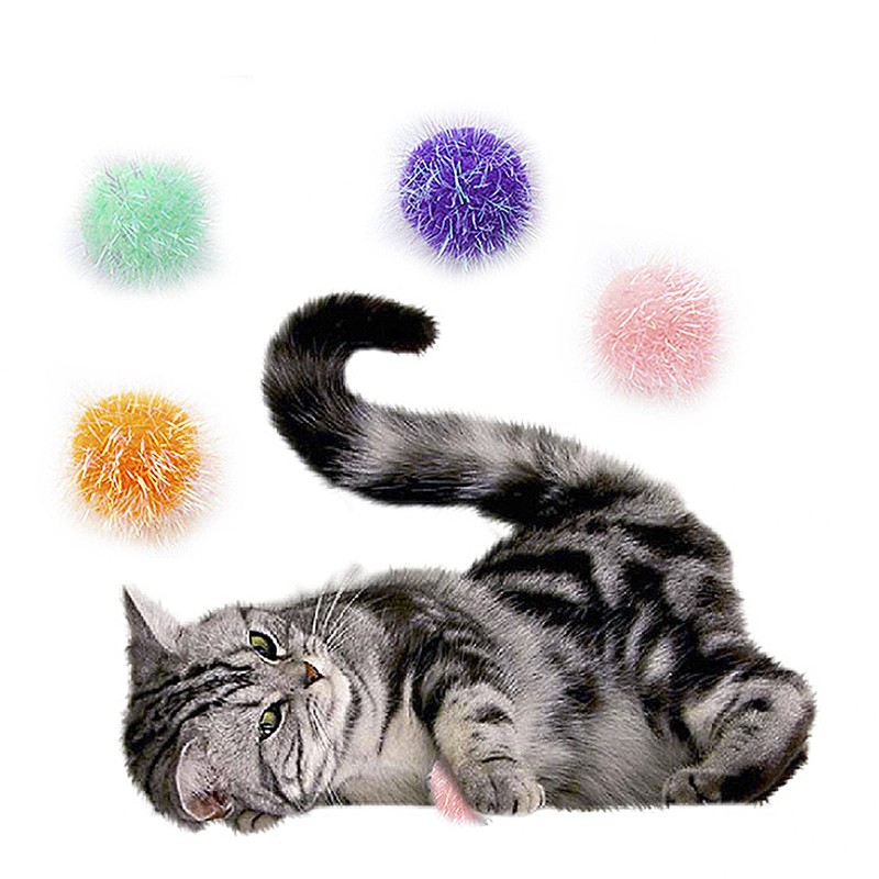 Osvela Cat Pom Pom Sparkle Fuzzy Balls 2 Inches Interactive