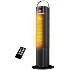Space Heaters Indoor Use, 26" 12ft/s Electric Heater with Remote, 1500W Electric Heaters with 75°Oscillation, 1-12H Timer, PTC Electric Heater for Large Room, Bedroom Home Office1