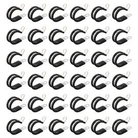 sourcing map 50pcs 304 Stainless Steel Cable Clamps 1 Inch Rubber Cushioned Insulated Clamp Metal Loop Pipe Clamp for Tube Pipe Wire Cord Installation