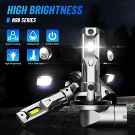 NOVSIGHT 881 LED Fog Light Bulb,1:1 Mini Size,16000LM 600% Brightness, 6500K Cool White 889 LED Fog Light, Wireless Plug and Play 886/896/894 Fog Light,IP68 Waterproof, Pack of 2